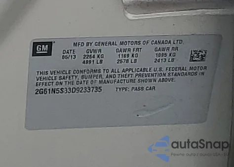 2013 Cadillac Xts z USA, uszkodzony, nr VIN 2G61N5S33D9233735